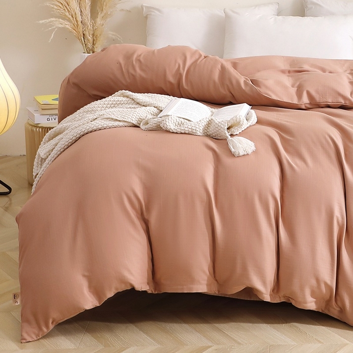 91家纺网 家纺一手货源 找家纺 晶缦家纺 2026新款纯棉纯色A类全棉双层纱单品被套被套单件单被套（水洗预处理）-觅琳系列 觅琳-赭石棕