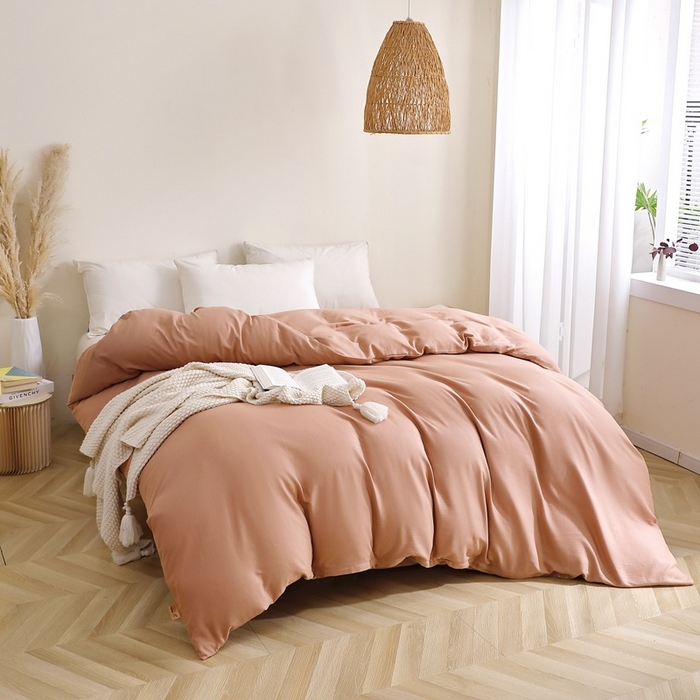 91家纺网 家纺一手货源 找家纺 晶缦家纺 2026新款纯棉纯色A类全棉双层纱单品被套被套单件单被套（水洗预处理）-觅琳系列 觅琳-赭石棕