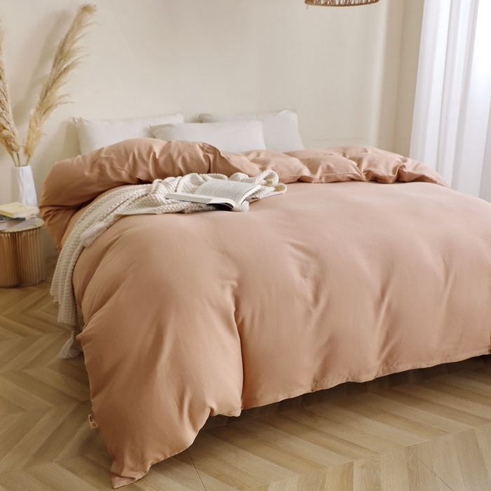 91家纺网 家纺一手货源 找家纺 晶缦家纺 2026新款纯棉纯色A类全棉双层纱单品被套被套单件单被套（水洗预处理）-觅琳系列 觅琳-朱颜酡