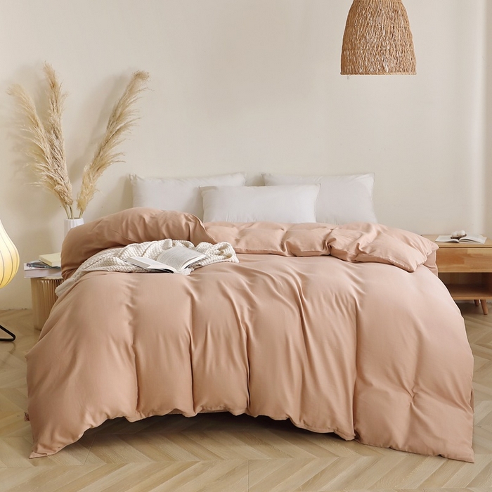 91家纺网 家纺一手货源 找家纺 晶缦家纺 2026新款纯棉纯色A类全棉双层纱单品被套被套单件单被套（水洗预处理）-觅琳系列 觅琳-朱颜酡