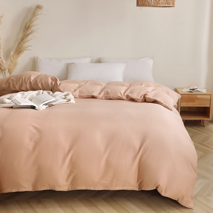 91家纺网 家纺一手货源 找家纺 晶缦家纺 2026新款纯棉纯色A类全棉双层纱单品被套被套单件单被套（水洗预处理）-觅琳系列 觅琳-朱颜酡