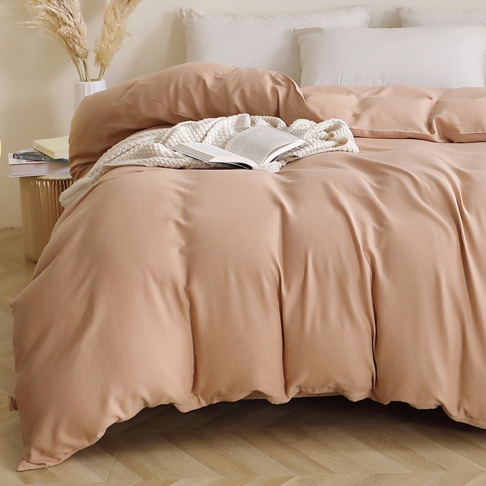 91家纺网 家纺一手货源 找家纺 晶缦家纺 2026新款纯棉纯色A类全棉双层纱单品被套被套单件单被套（水洗预处理）-觅琳系列 觅琳-朱颜酡