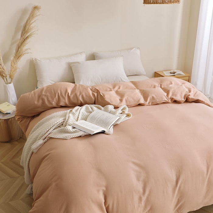 91家纺网 家纺一手货源 找家纺 晶缦家纺 2026新款纯棉纯色A类全棉双层纱单品被套被套单件单被套（水洗预处理）-觅琳系列 觅琳-朱颜酡