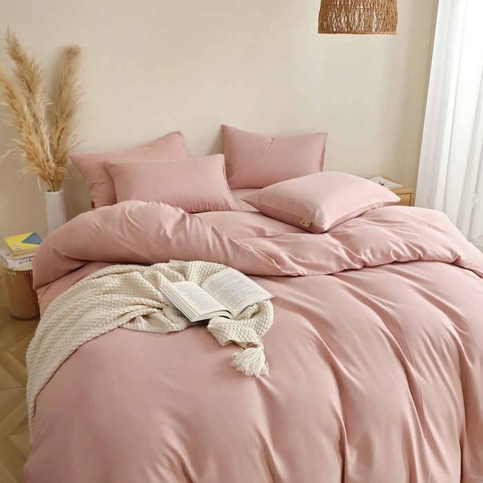 91家纺网 家纺一手货源 找家纺 （总）晶缦家纺 2026新款纯棉纯色A类全棉双层纱四件套（水洗预处理）-觅琳系列