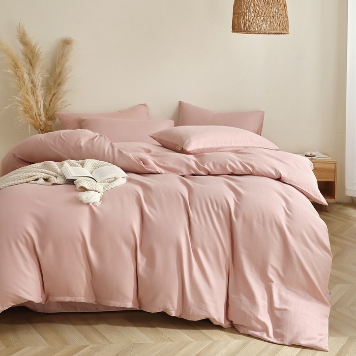 91家纺网 家纺一手货源 找家纺 （总）晶缦家纺 2026新款纯棉纯色A类全棉双层纱四件套（水洗预处理）-觅琳系列