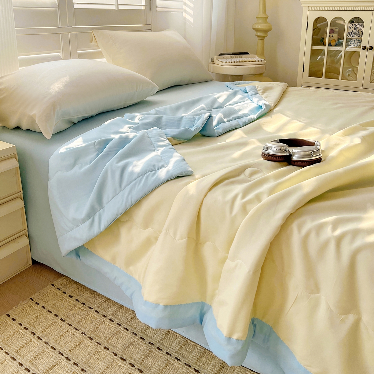 91家纺网 家纺一手货源 找家纺 易展家居 2026新款水洗棉新疆棉花夏被-棉花2 棉花-黄拼蓝