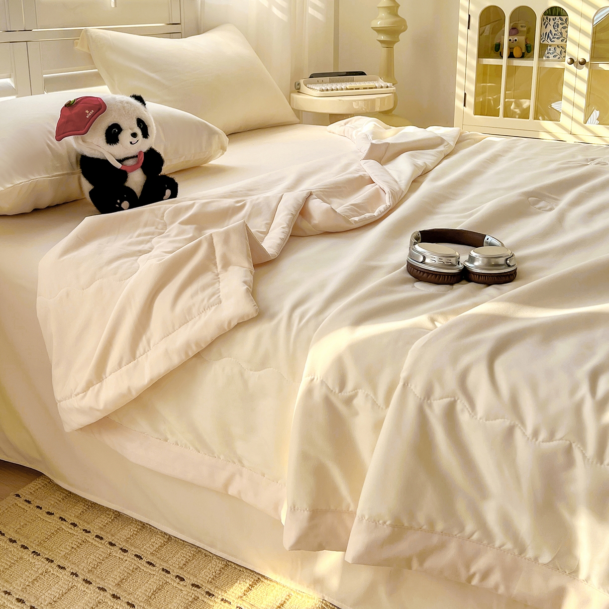 91家纺网 家纺一手货源 找家纺 易展家居 2026新款水洗棉新疆棉花夏被-棉花2 棉花-白拼卡其