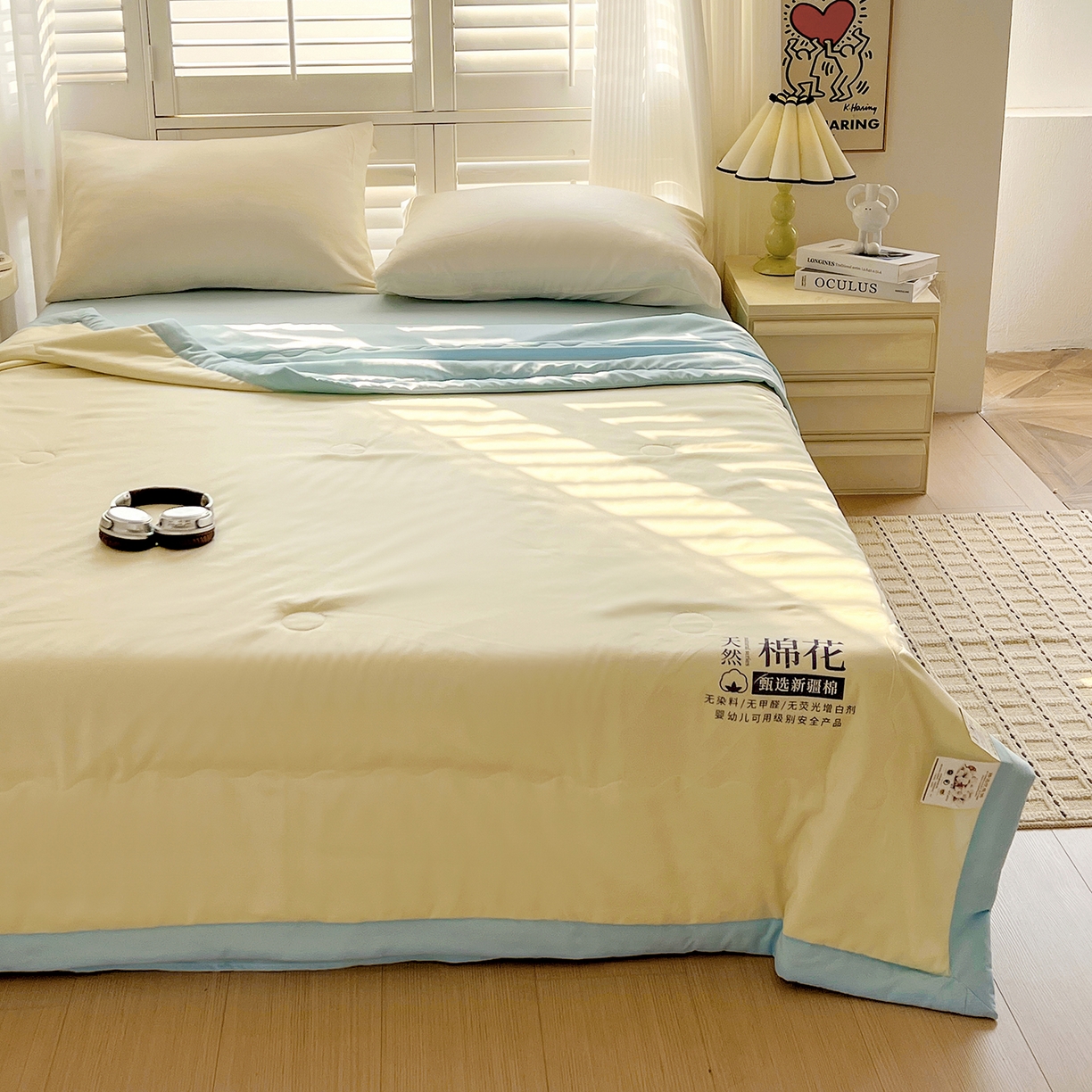 91家纺网 家纺一手货源 找家纺 易展家居 2026新款水洗棉新疆棉花夏被-棉花2 棉花-黄拼蓝