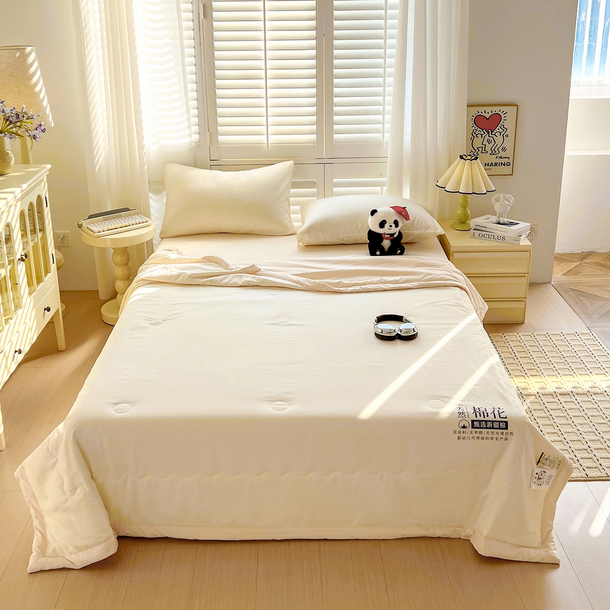 91家纺网 家纺一手货源 找家纺 易展家居 2026新款水洗棉新疆棉花夏被-棉花2 棉花-白拼卡其