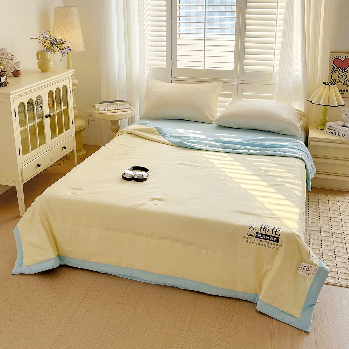 91家纺网 家纺一手货源 找家纺 易展家居 2026新款水洗棉新疆棉花夏被-棉花2 棉花-黄拼蓝