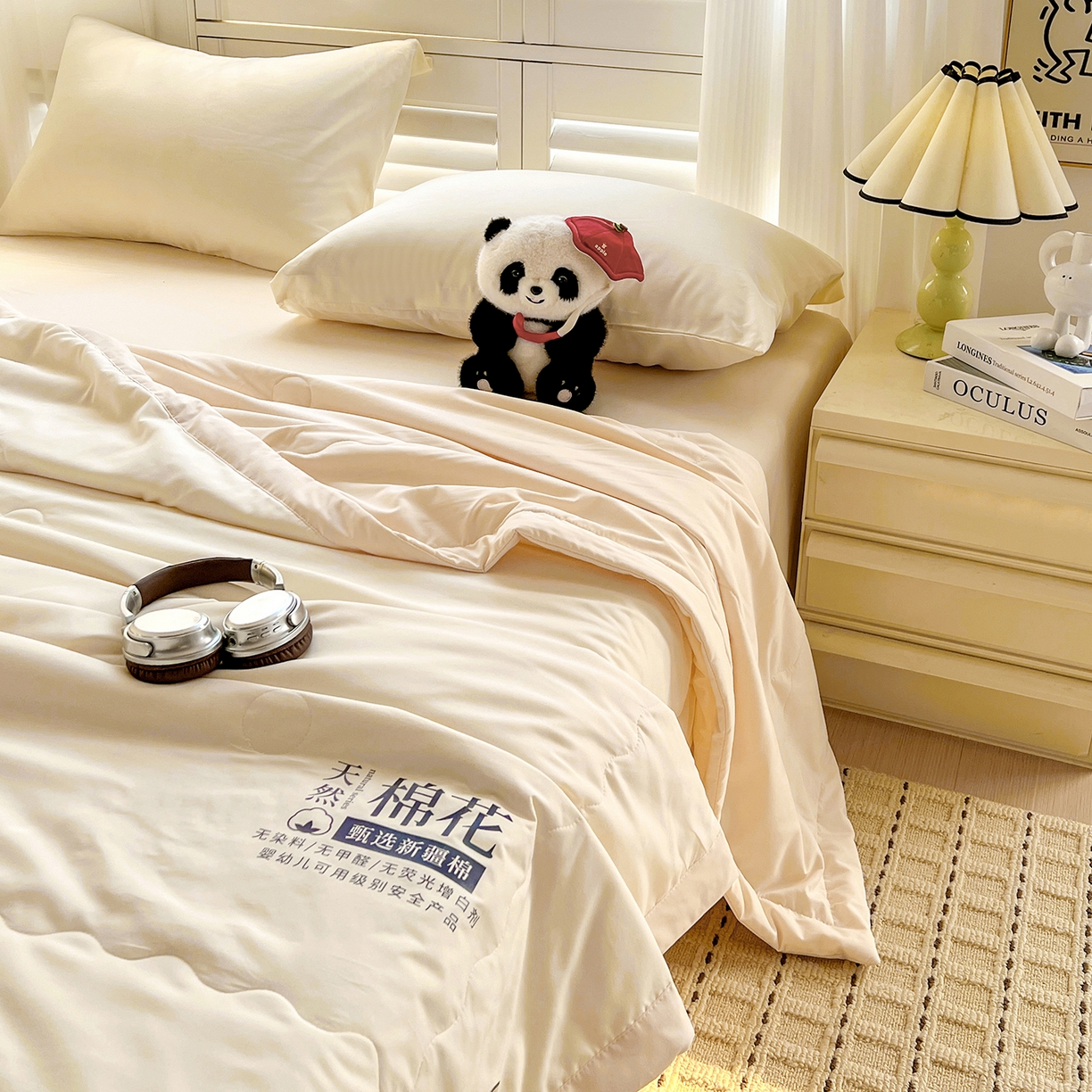 91家纺网 家纺一手货源 找家纺 易展家居 2026新款水洗棉新疆棉花夏被-棉花2 棉花-白拼卡其