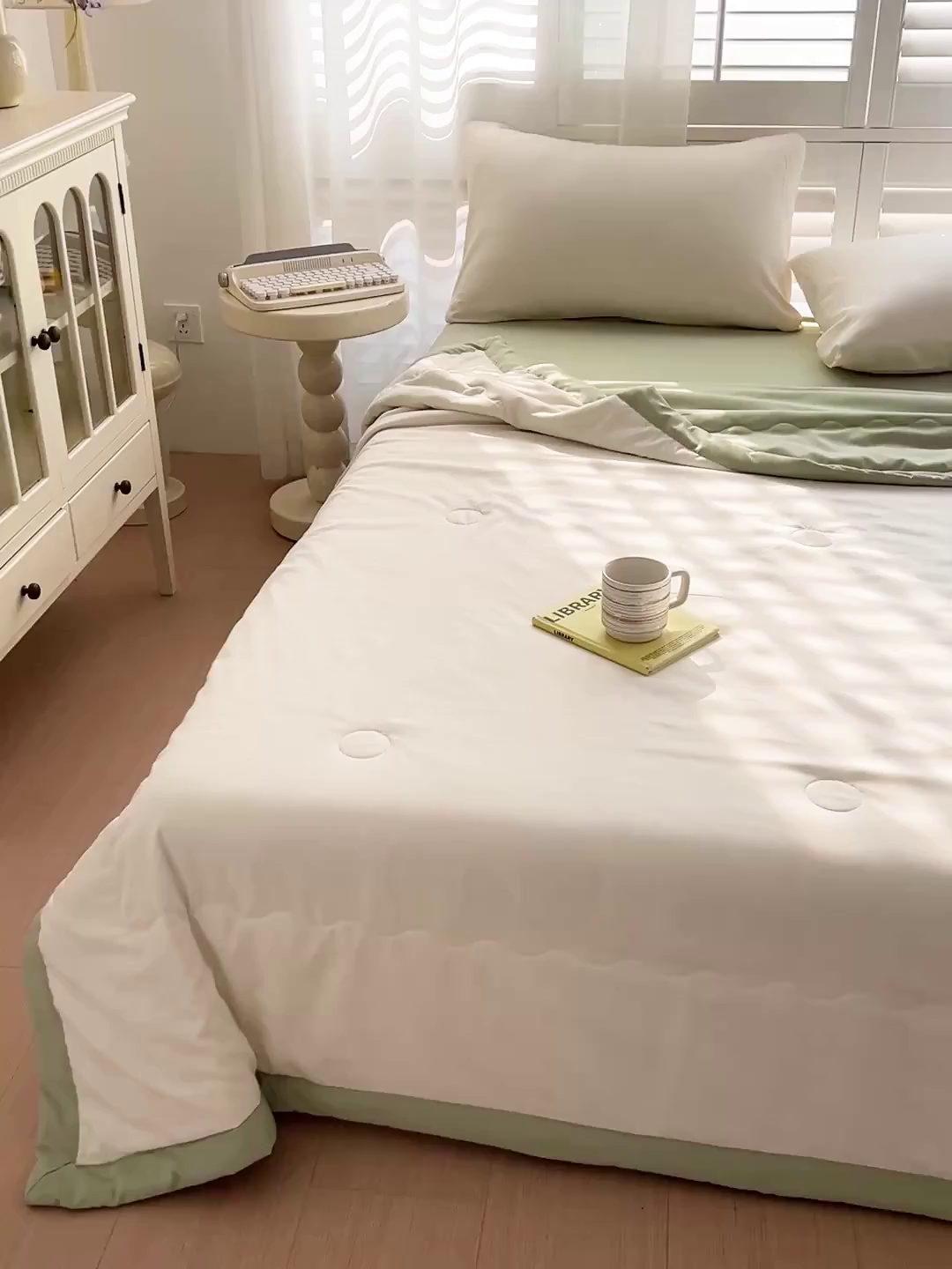 91家纺网 家纺一手货源 找家纺 易展家居 2026新款水洗棉新疆棉花夏被-棉花2 棉花-白拼绿