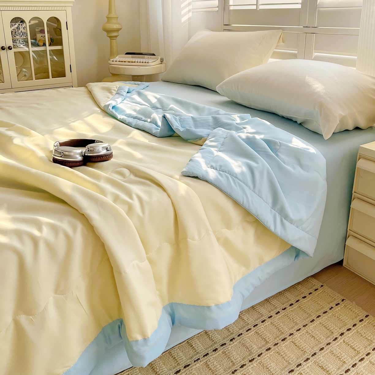 91家纺网 家纺一手货源 找家纺 易展家居 2026新款水洗棉新疆棉花夏被-棉花2 棉花-黄拼蓝