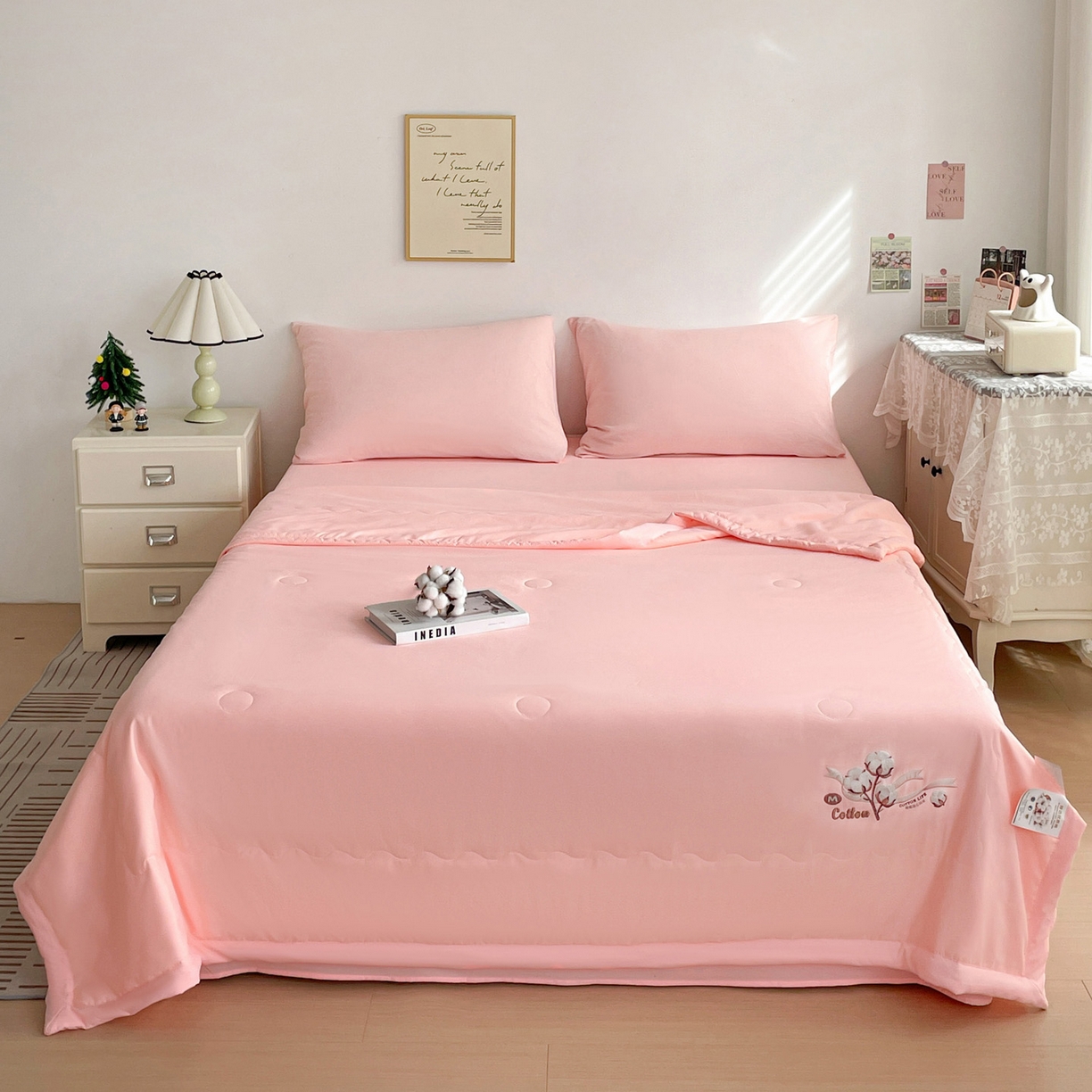 91家纺网 家纺一手货源 找家纺 易展家居 2026新款水洗棉新疆棉花夏被-棉花 棉花-粉色