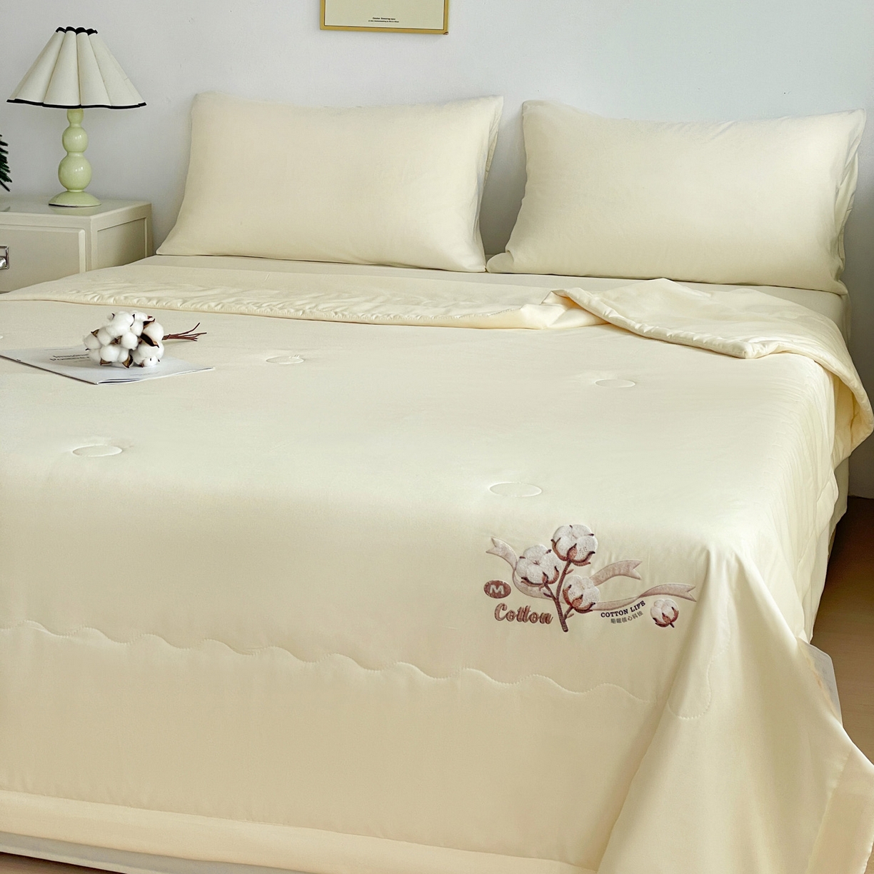 91家纺网 家纺一手货源 找家纺 易展家居 2026新款水洗棉新疆棉花夏被-棉花 棉花-浅黄