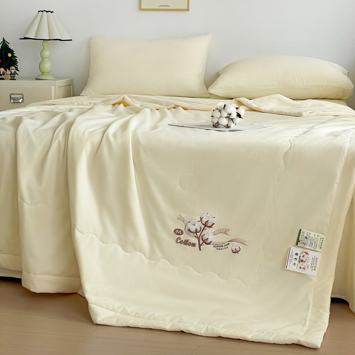 91家纺网 家纺一手货源 找家纺 易展家居 2026新款水洗棉新疆棉花夏被-棉花 棉花-浅黄