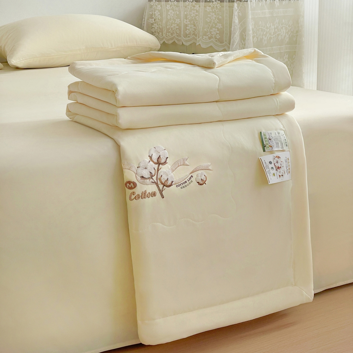 91家纺网 家纺一手货源 找家纺 易展家居 2026新款水洗棉新疆棉花夏被-棉花 棉花-浅黄