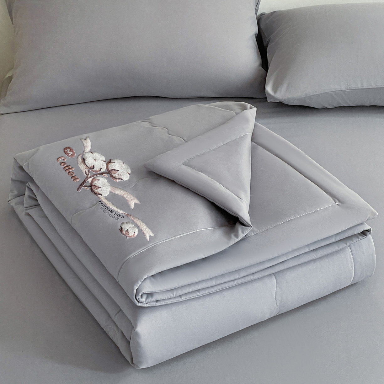 易展家居 2026新款水洗棉新疆棉花夏被-棉花 棉花-灰色