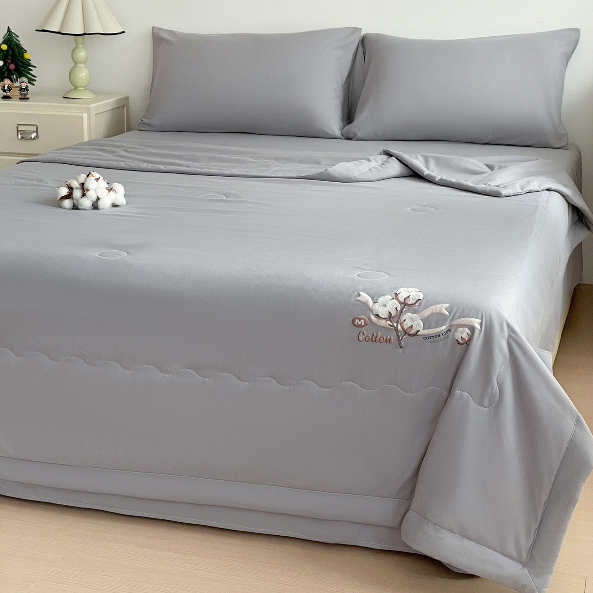 91家纺网 家纺一手货源 找家纺 易展家居 2026新款水洗棉新疆棉花夏被-棉花 棉花-灰色