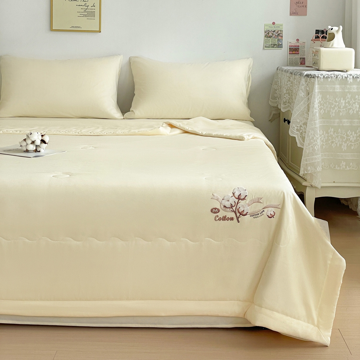 91家纺网 家纺一手货源 找家纺 易展家居 2026新款水洗棉新疆棉花夏被-棉花 棉花-浅黄