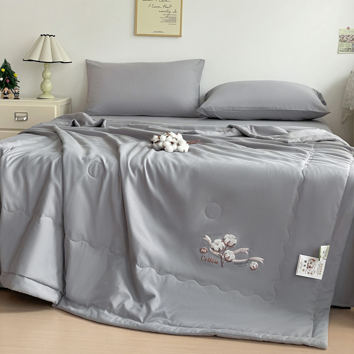 91家纺网 家纺一手货源 找家纺 易展家居 2026新款水洗棉新疆棉花夏被-棉花 棉花-灰色