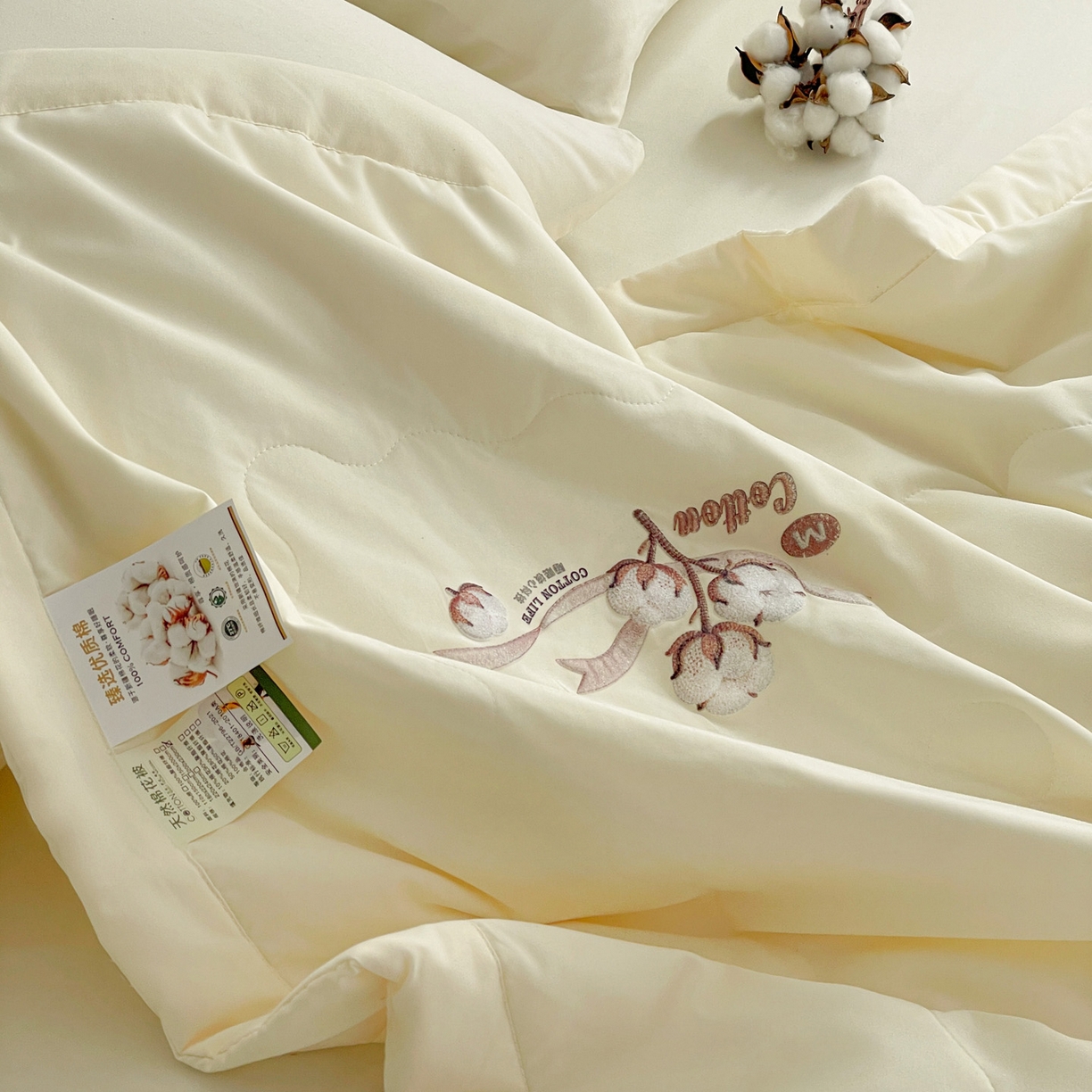 91家纺网 家纺一手货源 找家纺 易展家居 2026新款水洗棉新疆棉花夏被-棉花 棉花-浅黄