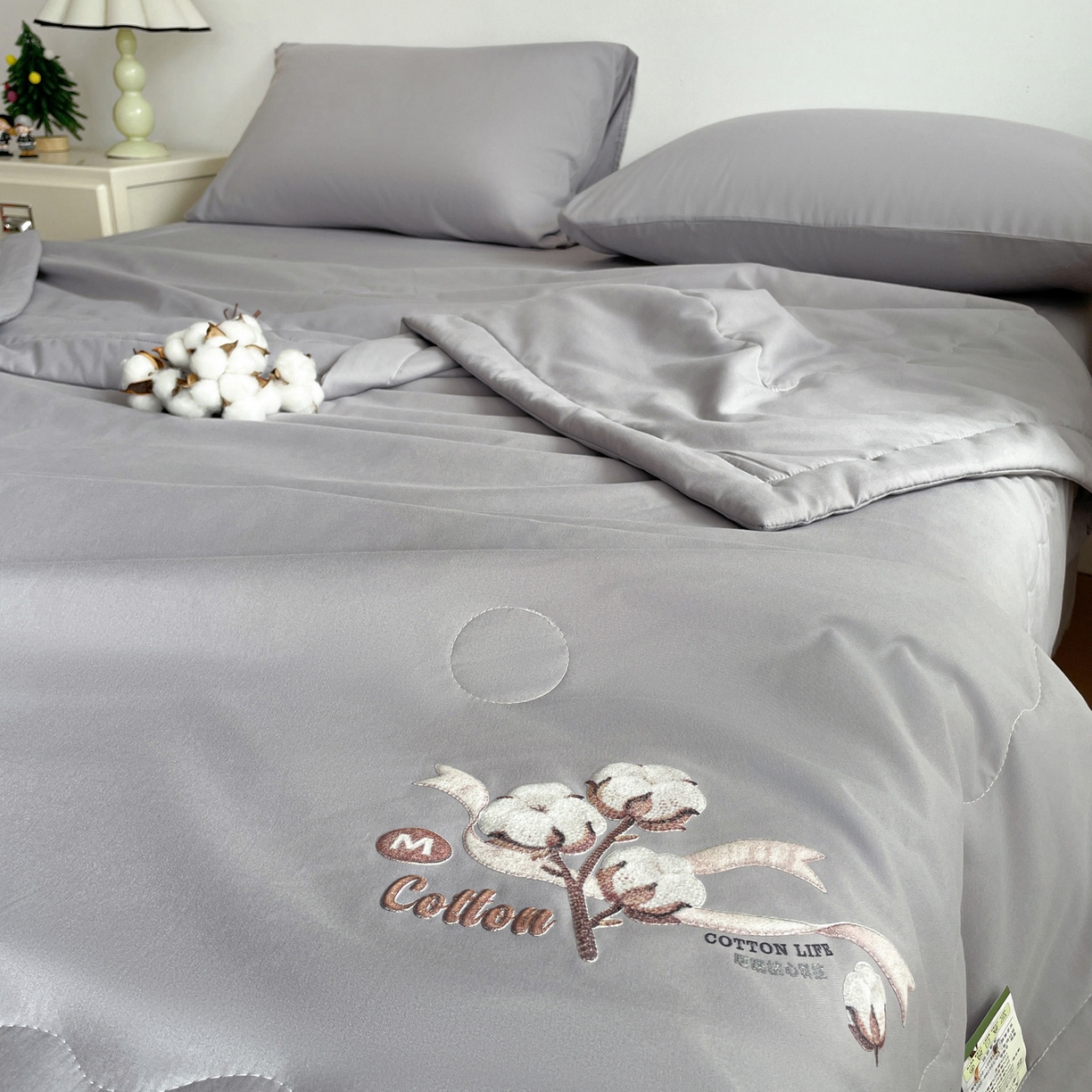 91家纺网 家纺一手货源 找家纺 易展家居 2026新款水洗棉新疆棉花夏被-棉花 棉花-灰色