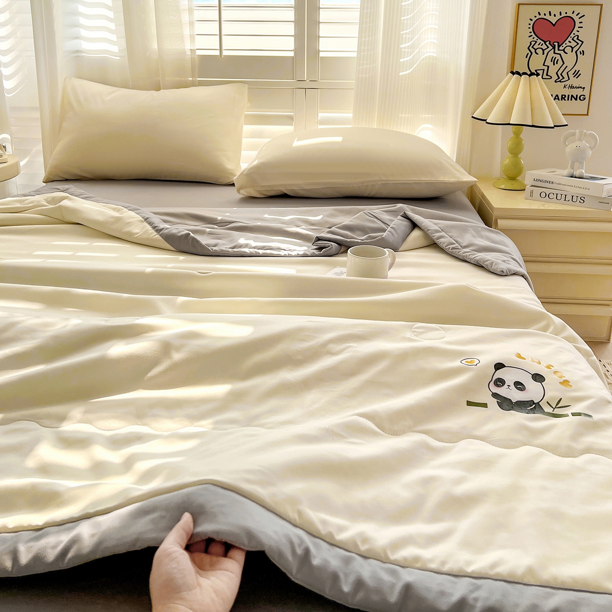 91家纺网 家纺一手货源 找家纺 （总）易展家居 2026新款水洗棉新疆棉花夏被-熊猫