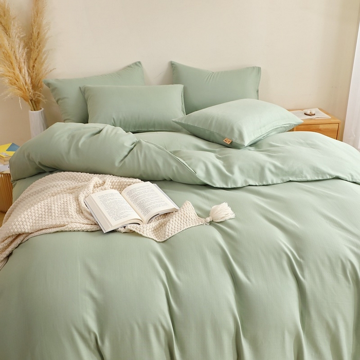 91家纺网 家纺一手货源 找家纺 晶缦家纺 2026新款纯棉纯色A类全棉双层纱四件套（水洗预处理）-觅琳系列 觅琳-嫩荷绿