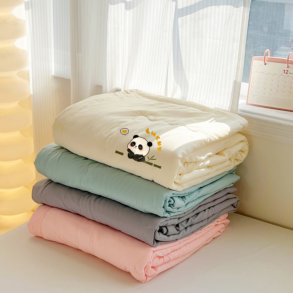 易展家居 2026新款水洗棉大豆纤维夏被-无染+熊猫 主图