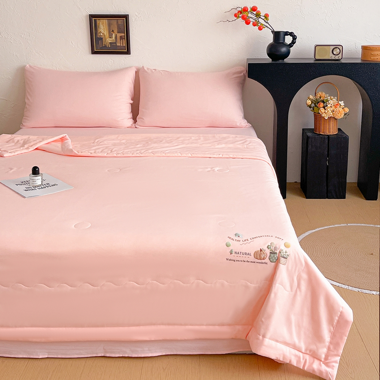 91家纺网 家纺一手货源 找家纺 （总）易展家居 2026新款水洗棉大豆纤维夏被-田园生活