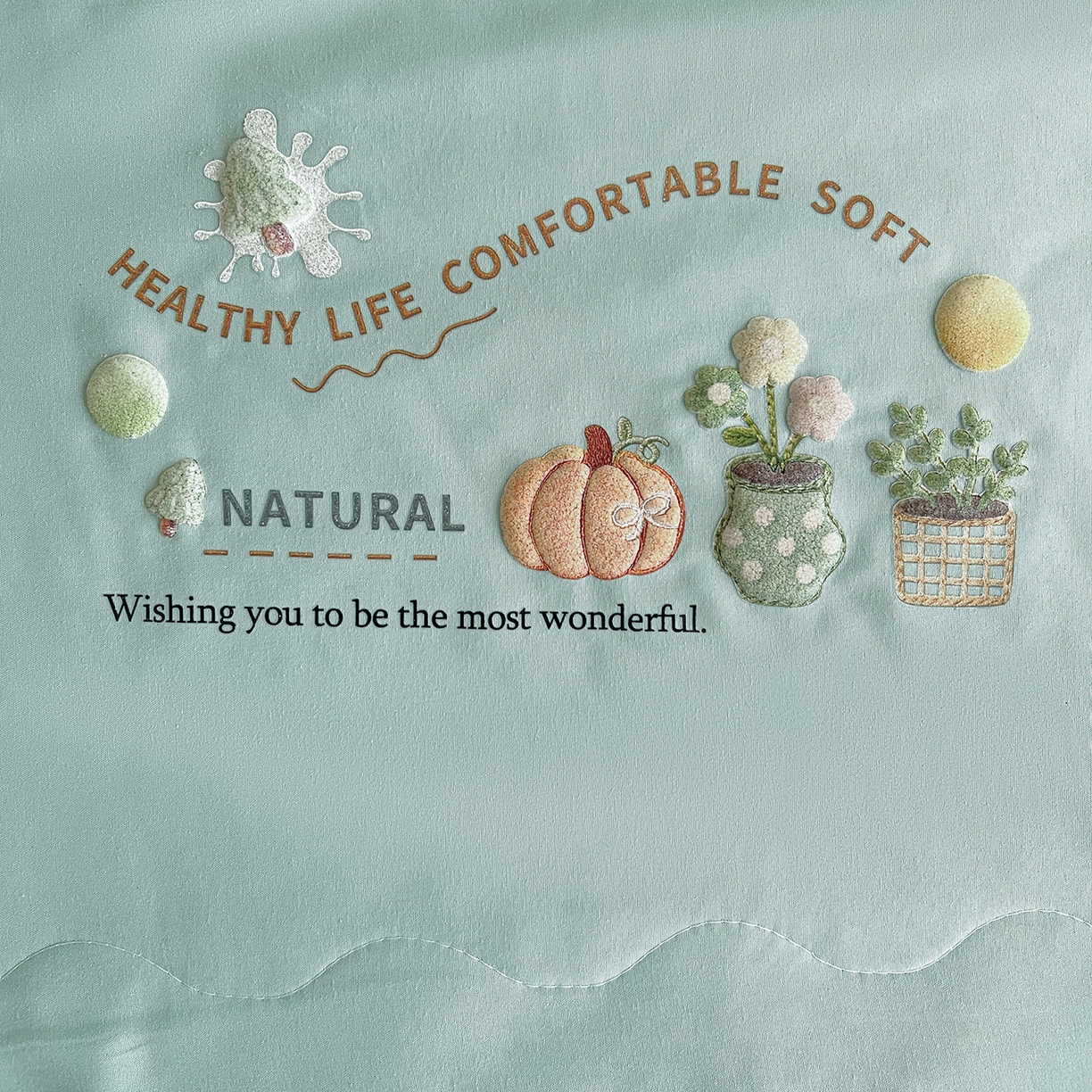 91家纺网 家纺一手货源 找家纺 易展家居 2026新款水洗棉大豆纤维夏被-田园生活 田园生活-青色