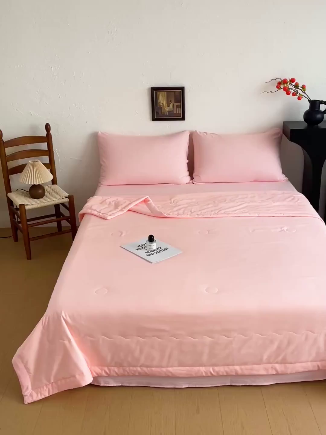 91家纺网 家纺一手货源 找家纺 易展家居 2026新款水洗棉大豆纤维夏被-田园生活 田园生活-粉色