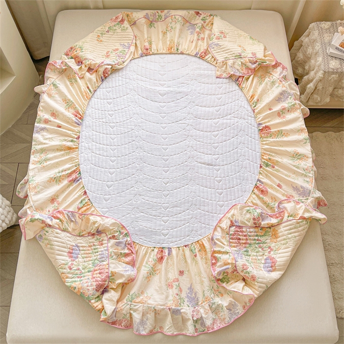 91家纺网 家纺一手货源 找家纺 宜凡家纺 2026新款全棉印花夹棉床笠四件套 春色入梦