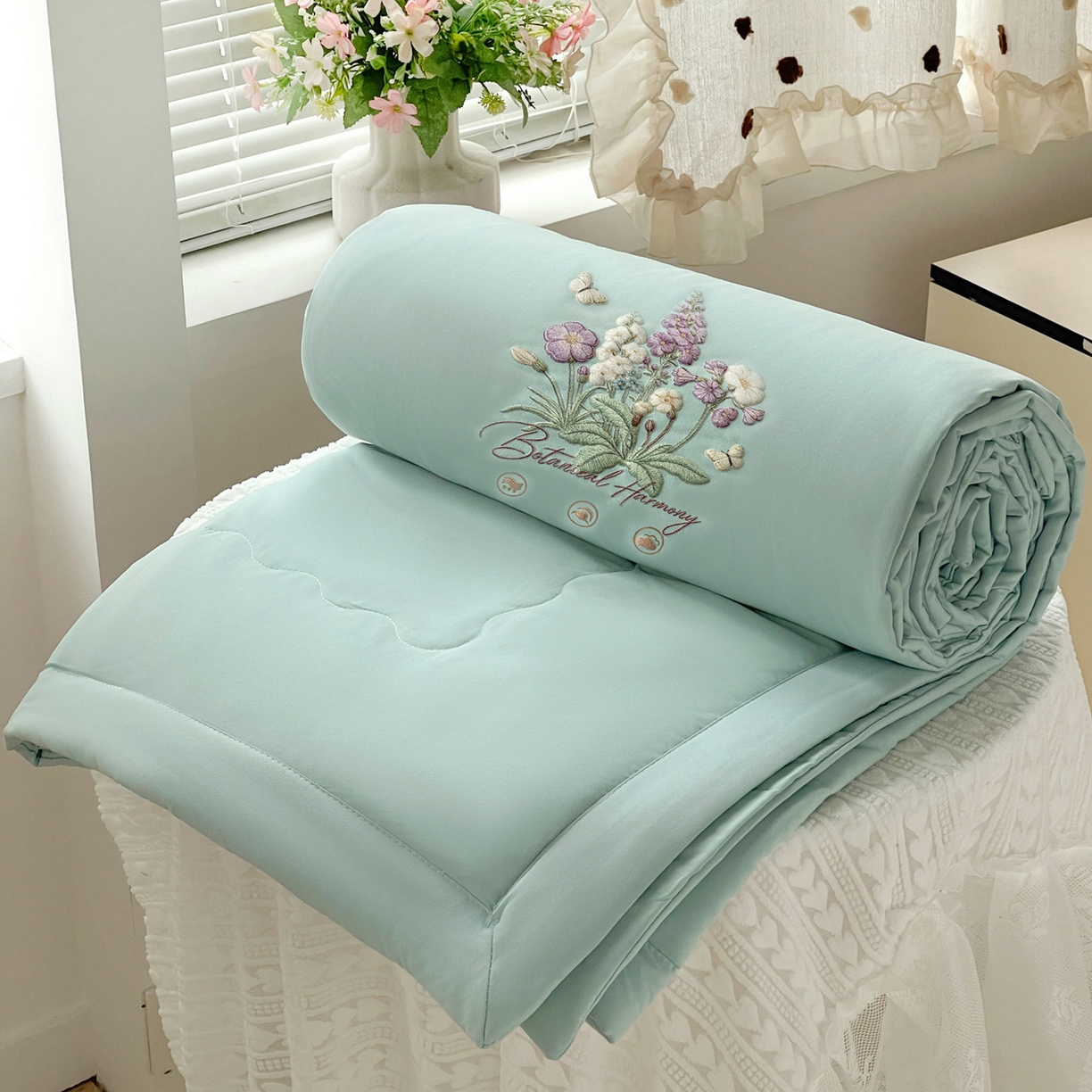 91家纺网 家纺一手货源 找家纺 （总）易展家居 2026新款水洗棉大豆纤维夏被-蝶语花香