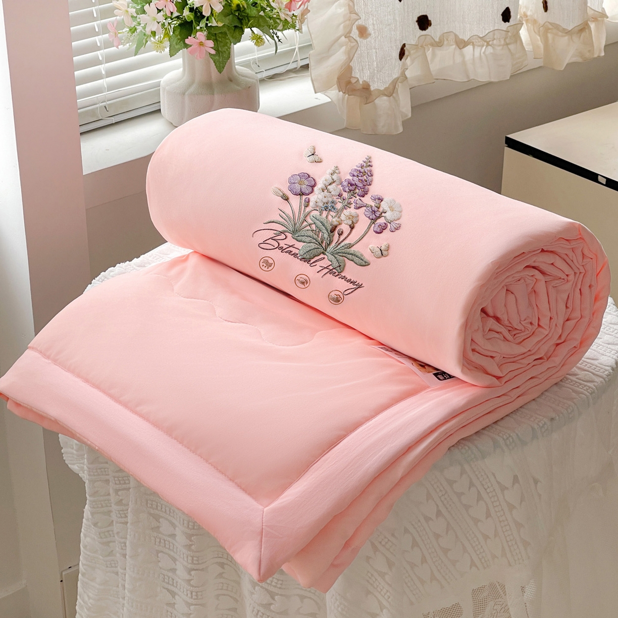 91家纺网 家纺一手货源 找家纺 易展家居 2026新款水洗棉大豆纤维夏被-蝶语花香 蝶语花香-粉色