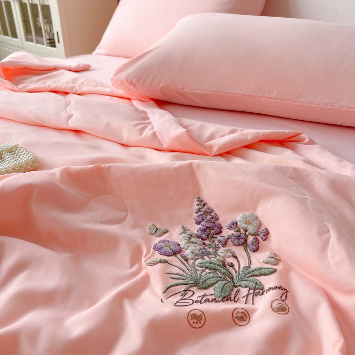 91家纺网 家纺一手货源 找家纺 易展家居 2026新款水洗棉大豆纤维夏被-蝶语花香 蝶语花香-粉色