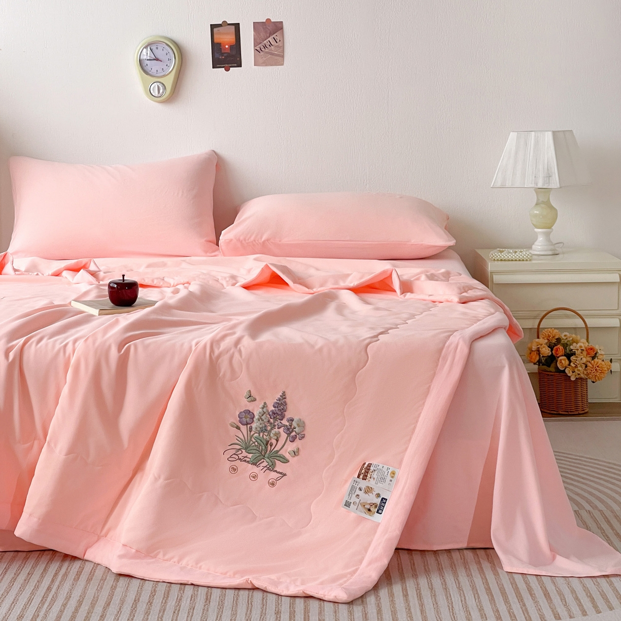 91家纺网 家纺一手货源 找家纺 易展家居 2026新款水洗棉大豆纤维夏被-蝶语花香 蝶语花香-粉色