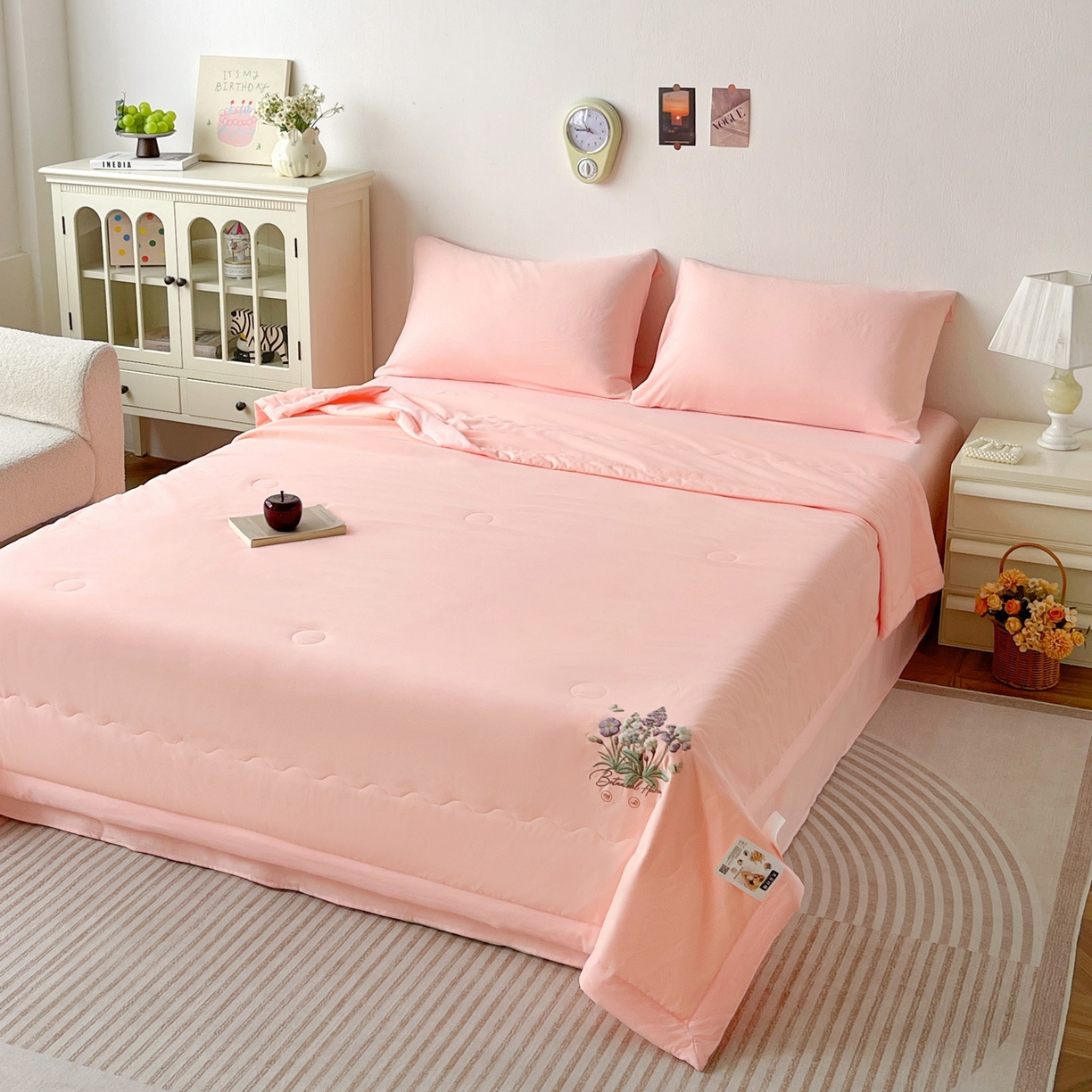 91家纺网 家纺一手货源 找家纺 易展家居 2026新款水洗棉大豆纤维夏被-蝶语花香 蝶语花香-粉色