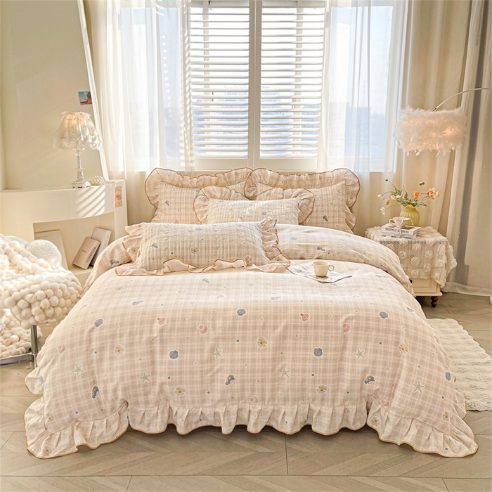 91家纺网 家纺一手货源 找家纺 宜凡家纺 2026新款全棉印花夹棉床笠四件套 海底世界