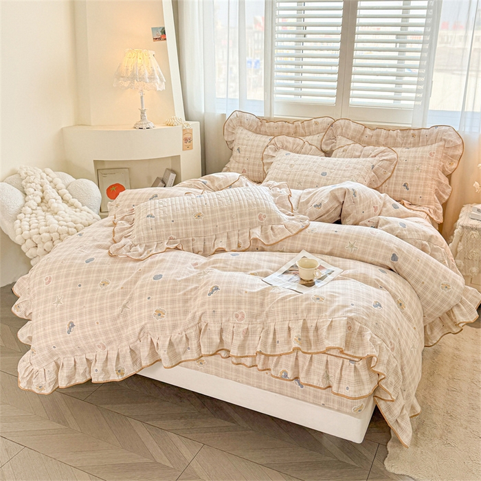 91家纺网 家纺一手货源 找家纺 宜凡家纺 2026新款全棉印花夹棉床笠四件套 海底世界