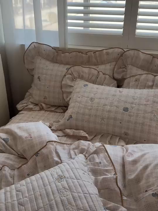 91家纺网 家纺一手货源 找家纺 宜凡家纺 2026新款全棉印花夹棉床笠四件套 海底世界