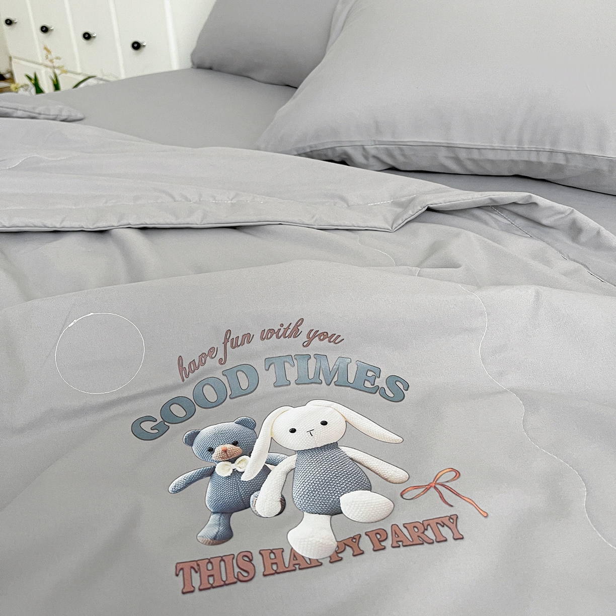 91家纺网 家纺一手货源 找家纺 易展家居 2026新款水洗棉大豆纤维夏被-布偶乐园 布偶乐园-灰色