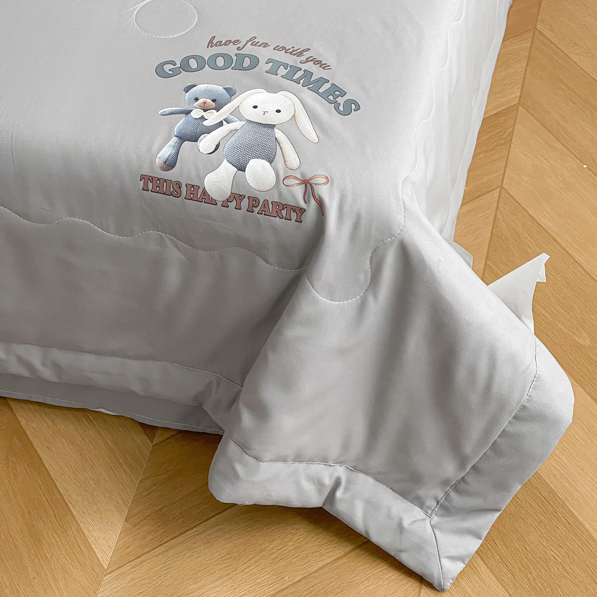 91家纺网 家纺一手货源 找家纺 易展家居 2026新款水洗棉大豆纤维夏被-布偶乐园 布偶乐园-灰色