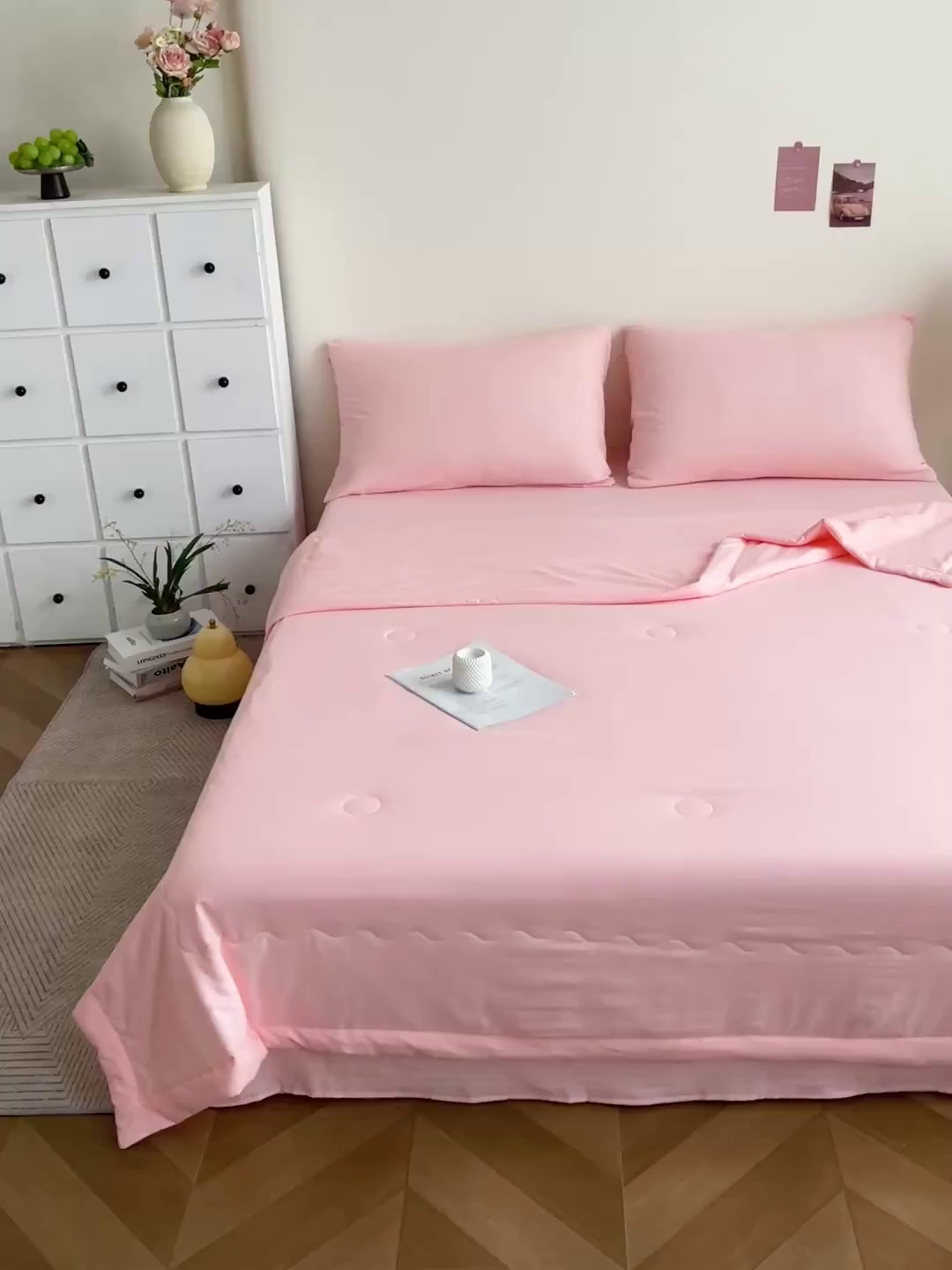 91家纺网 家纺一手货源 找家纺 易展家居 2026新款水洗棉大豆纤维夏被-布偶乐园 布偶乐园-粉色