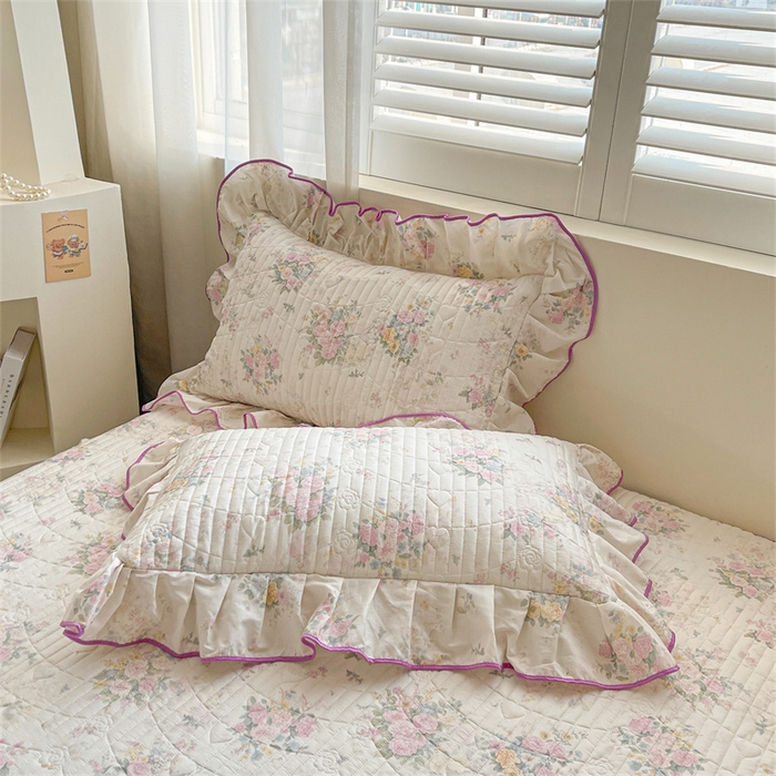 91家纺网 家纺一手货源 找家纺 宜凡家纺 2026新款全棉印花夹棉床笠四件套 镜花映月