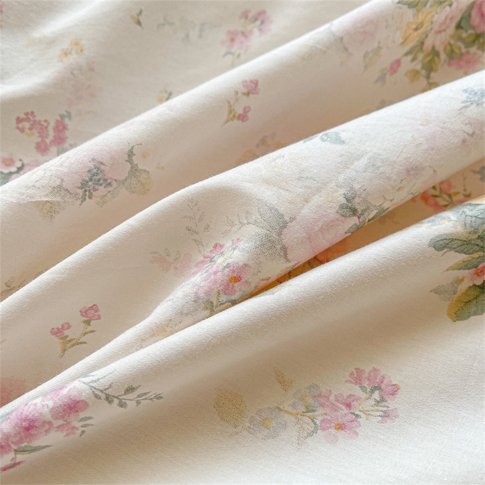 91家纺网 家纺一手货源 找家纺 宜凡家纺 2026新款全棉印花夹棉床笠四件套 镜花映月