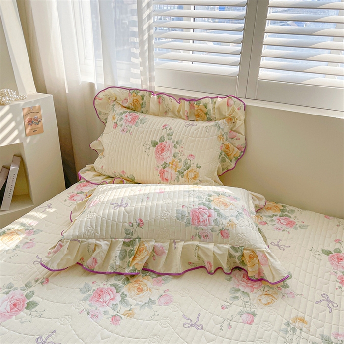 91家纺网 家纺一手货源 找家纺 宜凡家纺 2026新款全棉印花夹棉床笠四件套 沐颜月朵