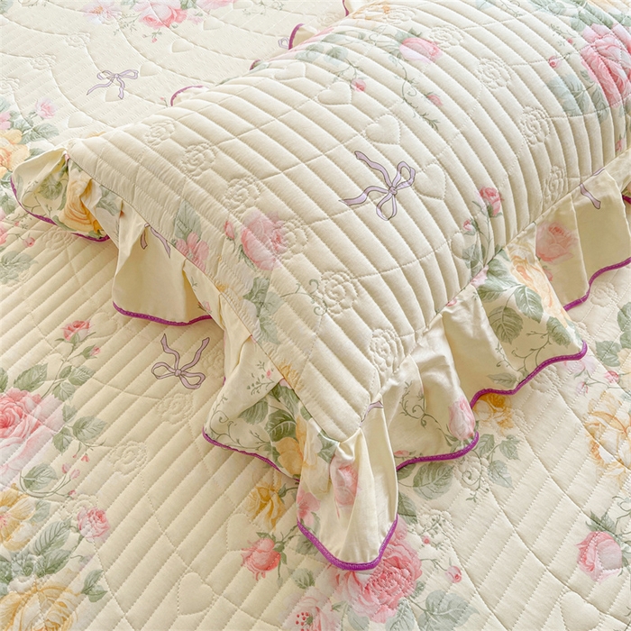 91家纺网 家纺一手货源 找家纺 宜凡家纺 2026新款全棉印花夹棉床笠四件套 沐颜月朵