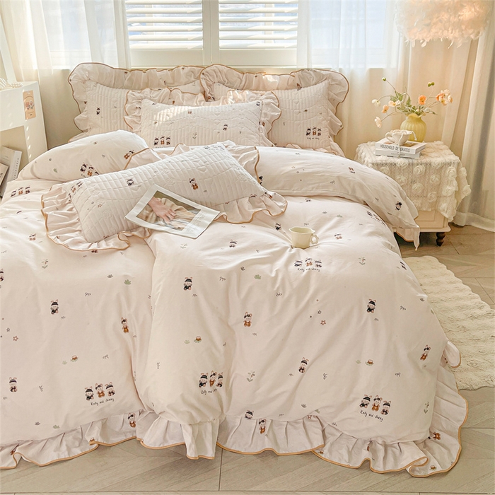 91家纺网 家纺一手货源 找家纺 宜凡家纺 2026新款全棉印花夹棉床笠四件套 森林动物派